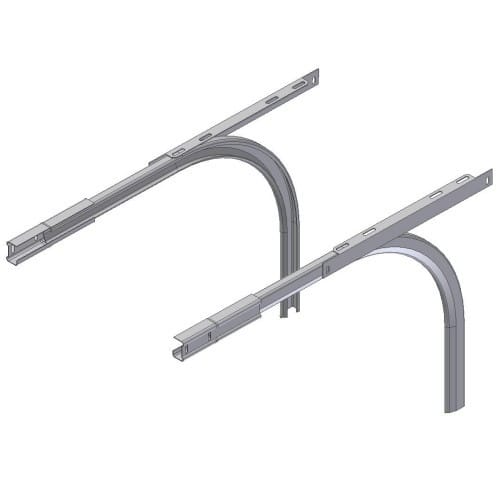 Crawford railbochtset 2 inch 90 graden bestaande uit een linker en een rechter versie. Voor schuine rails 2 track