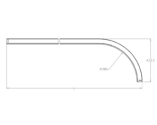 Railbocht 2 inch Radius 250mm 250mm recht stuk verzinkt dikte 20mm totale lengte 1500mm. 1